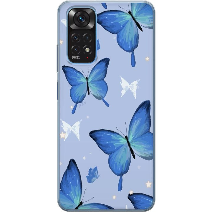 Mobile case for Xiaomi Redmi Note 11 with Blue butterflies design in the group SMARTPHONE & TABLETS / Phone cases / Xiaomi at TP E-commerce Nordic AB (A66102)