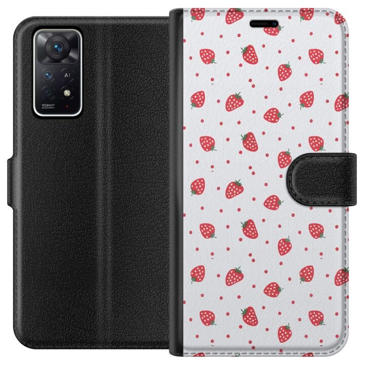 Wallet case for Xiaomi Redmi Note 11 Pro 5G with Strawberries design in the group SMARTPHONE & TABLETS / Phone cases / Xiaomi at TP E-commerce Nordic AB (A66157)