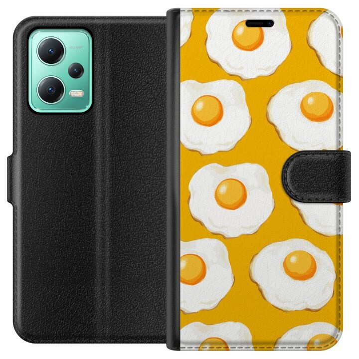 Wallet case for Xiaomi Redmi Note 12 with Fried egg design in the group SMARTPHONE & TABLETS / Phone cases / Xiaomi at TP E-commerce Nordic AB (A66223)