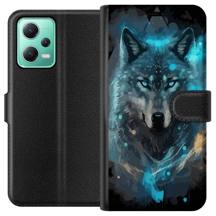 Wallet case for Xiaomi Redmi Note 12 with Wolf design in the group SMARTPHONE & TABLETS / Phone cases / Xiaomi at TP E-commerce Nordic AB (A66226)