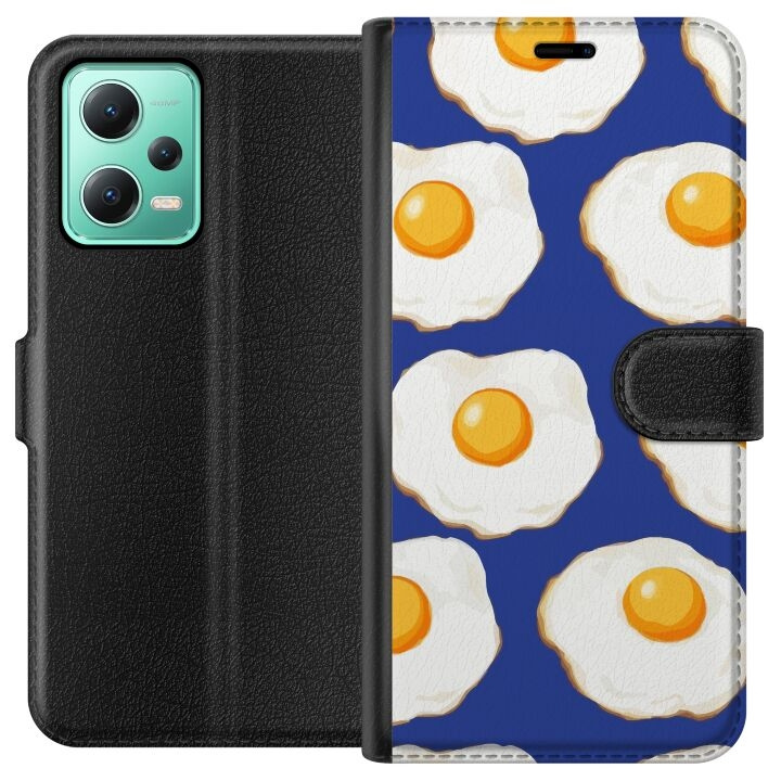 Wallet case for Xiaomi Redmi Note 12 with Fried eggs design in the group SMARTPHONE & TABLETS / Phone cases / Xiaomi at TP E-commerce Nordic AB (A66227)