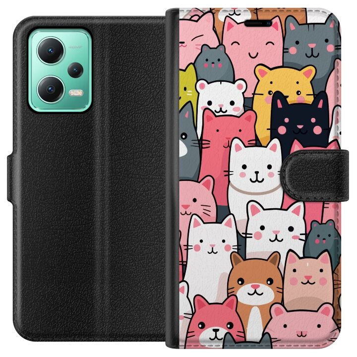 Wallet case for Xiaomi Redmi Note 12 with Cat pattern design in the group SMARTPHONE & TABLETS / Phone cases / Xiaomi at TP E-commerce Nordic AB (A66229)