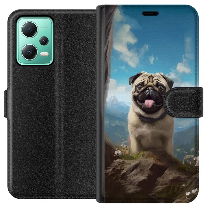 Wallet case for Xiaomi Redmi Note 12 with Happy Dog design in the group SMARTPHONE & TABLETS / Phone cases / Xiaomi at TP E-commerce Nordic AB (A66239)