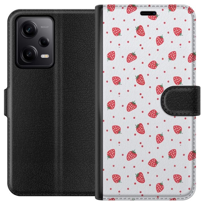 Wallet case for Xiaomi Redmi Note 12 Pro with Strawberries design in the group SMARTPHONE & TABLETS / Phone cases / Xiaomi at TP E-commerce Nordic AB (A66292)