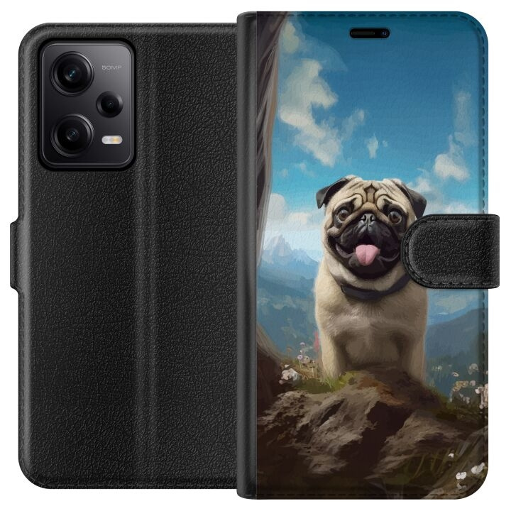 Wallet case for Xiaomi Redmi Note 12 Pro with Happy Dog design in the group SMARTPHONE & TABLETS / Phone cases / Xiaomi at TP E-commerce Nordic AB (A66293)