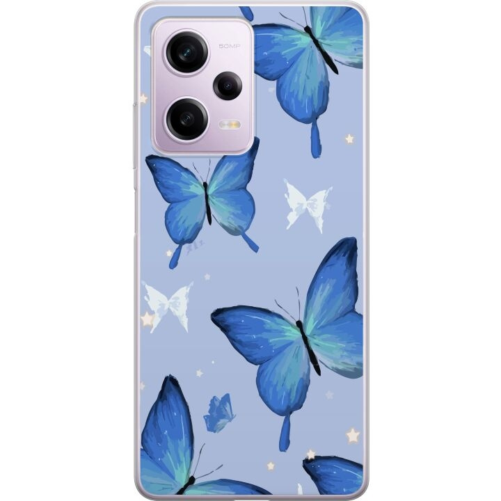 Mobile case for Xiaomi Redmi Note 12 Pro with Blue butterflies design in the group SMARTPHONE & TABLETS / Phone cases / Xiaomi at TP E-commerce Nordic AB (A66318)