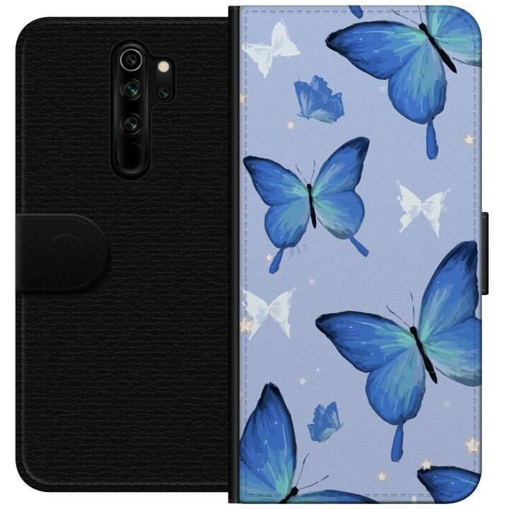 Wallet case for Xiaomi Redmi Note 8 Pro with Blue butterflies design in the group SMARTPHONE & TABLETS / Phone cases / Xiaomi at TP E-commerce Nordic AB (A66507)