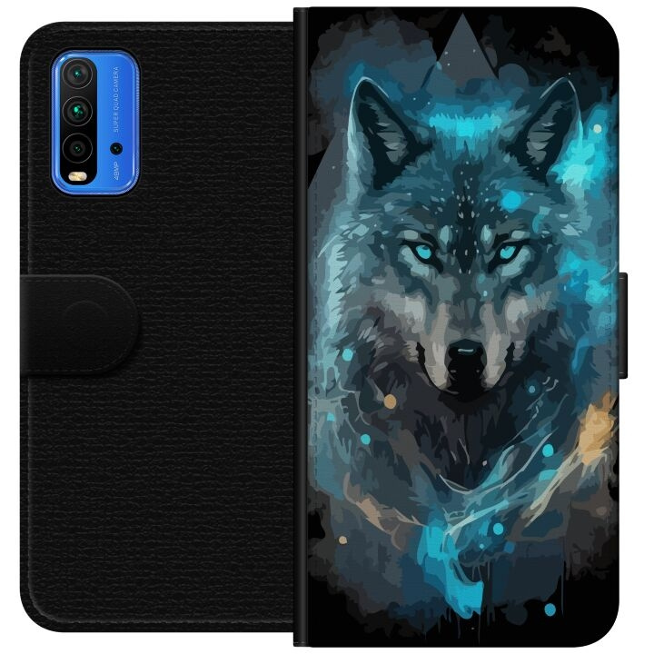 Wallet case for Xiaomi Redmi Note 9 4G with Wolf design in the group SMARTPHONE & TABLETS / Phone cases / Xiaomi at TP E-commerce Nordic AB (A66604)