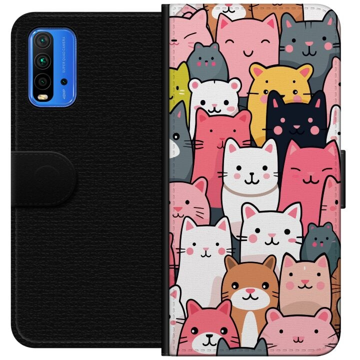 Wallet case for Xiaomi Redmi Note 9 4G with Cat pattern design in the group SMARTPHONE & TABLETS / Phone cases / Xiaomi at TP E-commerce Nordic AB (A66607)