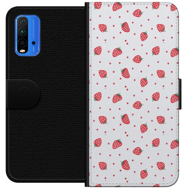 Wallet case for Xiaomi Redmi Note 9 4G with Strawberries design in the group SMARTPHONE & TABLETS / Phone cases / Xiaomi at TP E-commerce Nordic AB (A66616)