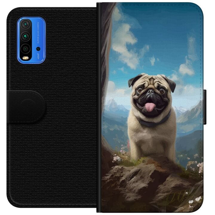 Wallet case for Xiaomi Redmi Note 9 4G with Happy Dog design in the group SMARTPHONE & TABLETS / Phone cases / Xiaomi at TP E-commerce Nordic AB (A66617)