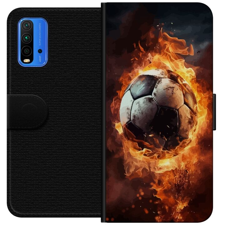 Wallet case for Xiaomi Redmi Note 9 4G with Football design in the group SMARTPHONE & TABLETS / Phone cases / Xiaomi at TP E-commerce Nordic AB (A66620)