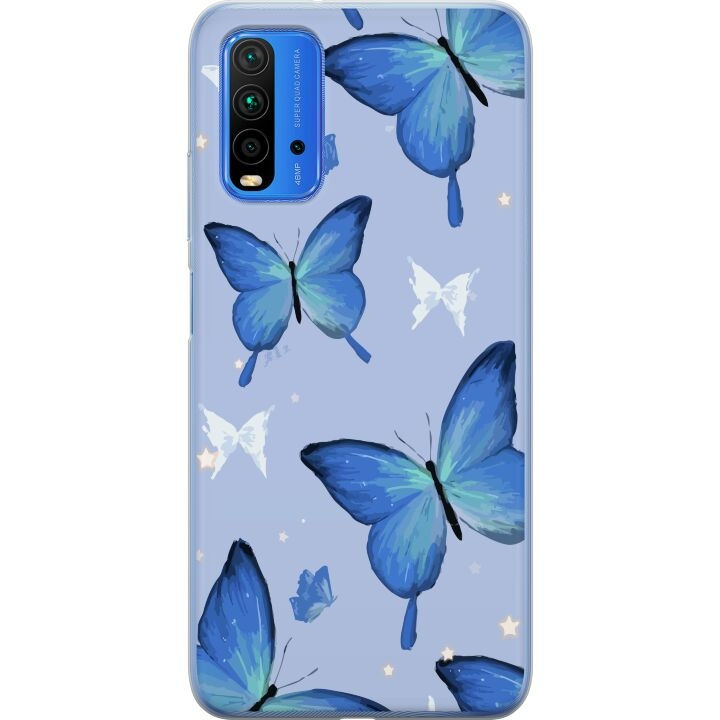 Mobile case for Xiaomi Redmi Note 9 4G with Blue butterflies design in the group SMARTPHONE & TABLETS / Phone cases / Xiaomi at TP E-commerce Nordic AB (A66642)