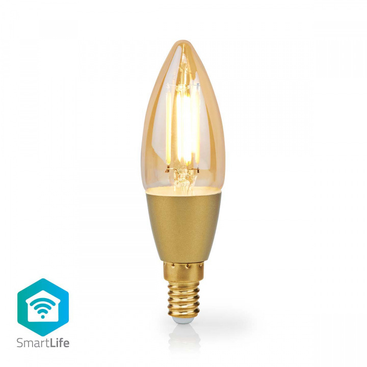 Nedis SmartLife LED Filament Bulb | Wi-Fi | E14 | 470 lm | 4.9 W | Warm White | 1800 - 3000 K | Glass | Android™ / IOS | Candle | 1 pcs in the group HOME, HOUSEHOLD & GARDEN / Smart home / Smart Lights at TP E-commerce Nordic AB (C03310)