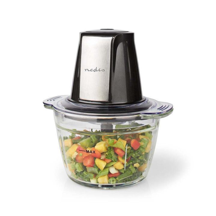 Nedis Food Choppers | 500 W | 1 l | Glass | 1-Speed Setting | Black / Silver in the group HOME, HOUSEHOLD & GARDEN / Household appliances / Food processor & Kitchen appliances / Kitchen appliances & Accessories at TP E-commerce Nordic AB (C06436)