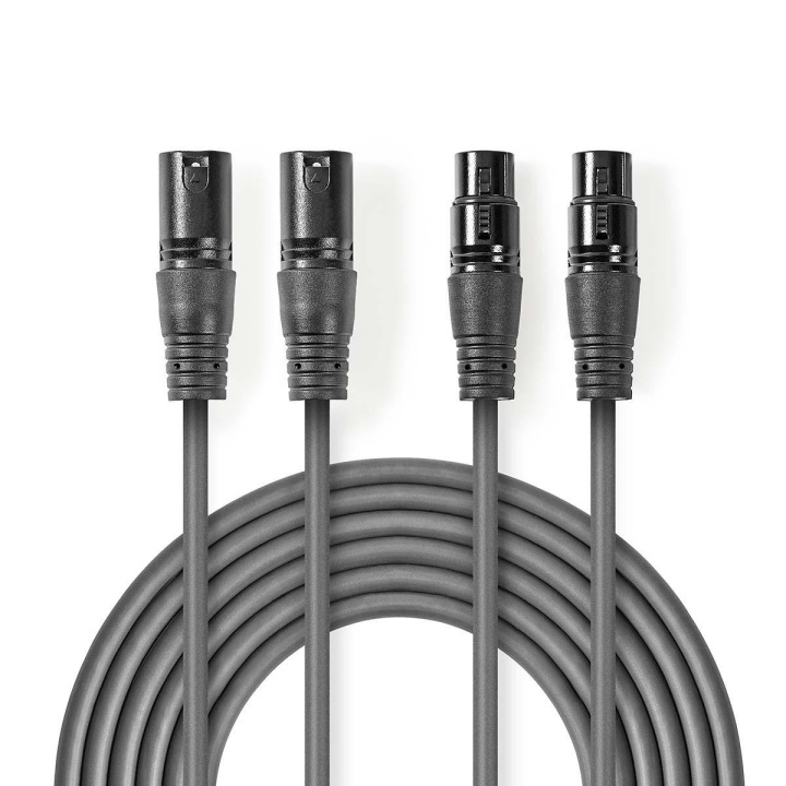 Nedis Balanced Audio Cable | 2x XLR 3-Pin Male | 2x XLR 3-Pin Female | Nickel Plated | 1.50 m | Round | PVC | Dark Grey | Carton Sleeve in the group HOME ELECTRONICS / Cables & Adapters / Audio analog / Adapters at TP E-commerce Nordic AB (C07554)