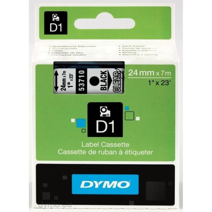 DYMO Ribbon S0720920 53710 24mm Black on Clear in the group COMPUTERS & PERIPHERALS / Printers & Accessories / Printers / Label machines & Accessories / Tape at TP E-commerce Nordic AB (C12708)