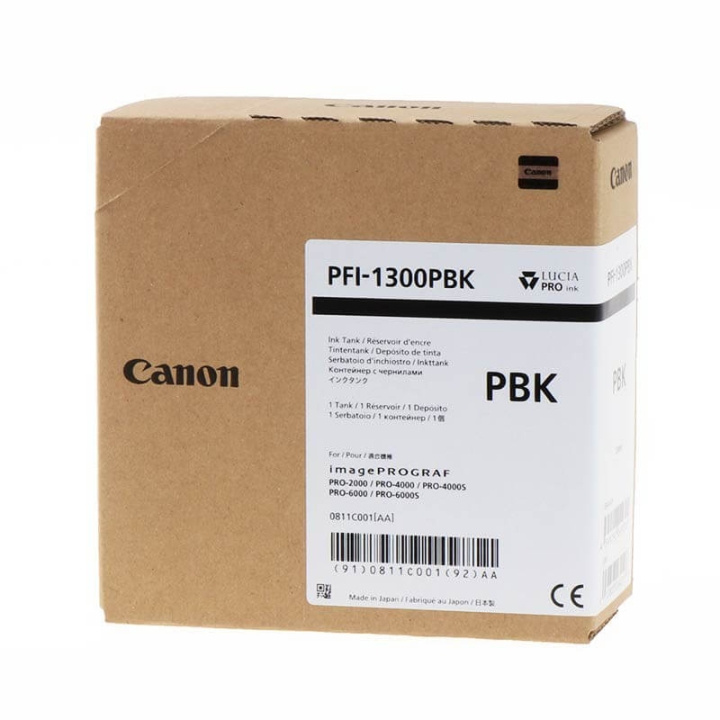 Canon Ink 0811C001 PFI-1300 Photo Black in the group COMPUTERS & PERIPHERALS / Printers & Accessories / Ink & Toner / Ink cartridges / Canon at TP E-commerce Nordic AB (C15913)