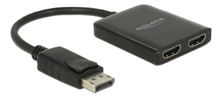 Delock DisplayPort 1.2 Splitter 1 x DisplayPort in > 2 x HDMI out 4K 30 Hz, svart in the group COMPUTERS & PERIPHERALS / Computer cables / DisplayPort / Adapters at TP E-commerce Nordic AB (C17693)