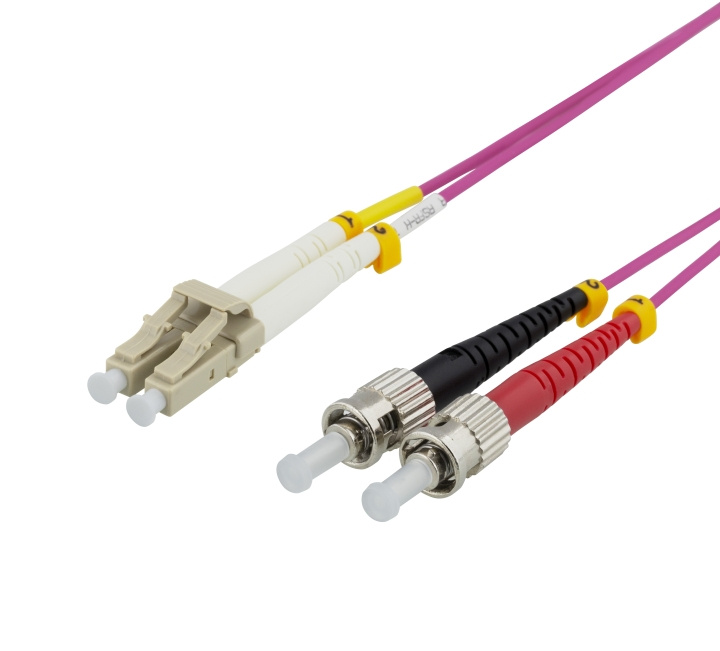 DELTACO Fiber cable, 3m, LC-ST Duplex, 50/125, pink in the group COMPUTERS & PERIPHERALS / Computer cables / Network cables / Fiber cabling at TP E-commerce Nordic AB (C17953)