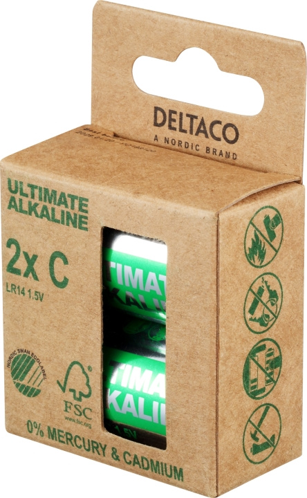 DELTACO Ultimate Alkaline C-batteri, 2-pack in the group HOME ELECTRONICS / Batteries & Chargers / Batteries / Other at TP E-commerce Nordic AB (C18279)