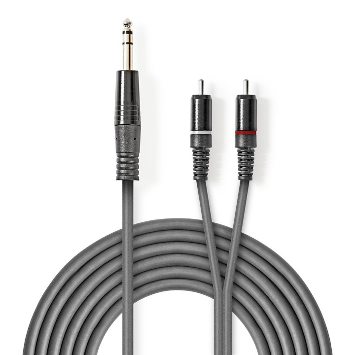 Nedis Stereo Audio Cable | 6.35 mm Male | 2x RCA Male | Nickel Plated | 3.00 m | Round | Dark Grey | Carton Sleeve in the group HOME ELECTRONICS / Audio & Picture / Speakers & accessories / Accessories at TP E-commerce Nordic AB (C23816)