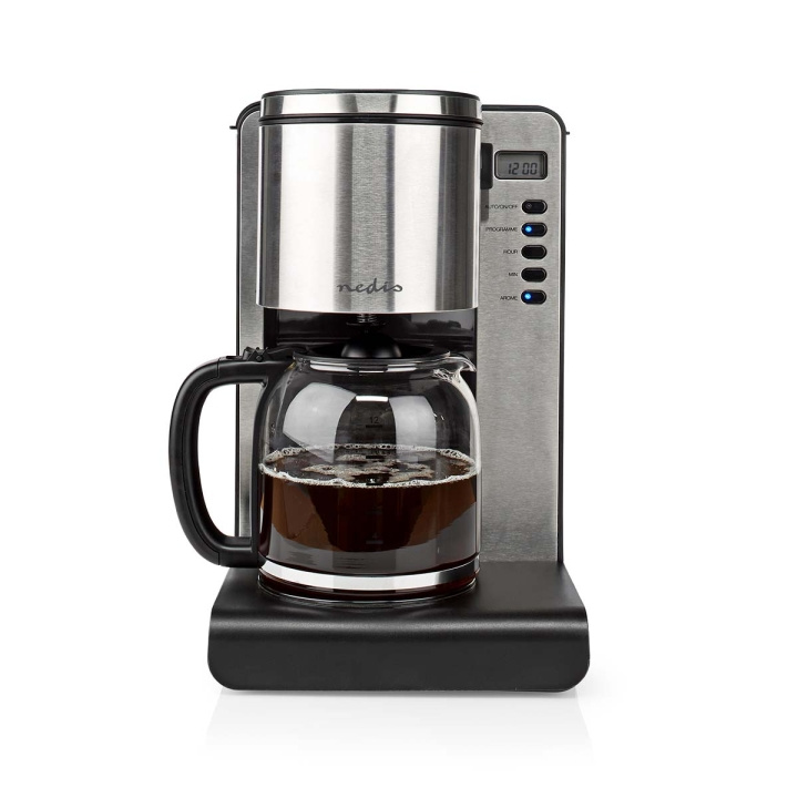 Nedis Coffee Maker | Filter Coffee | 1.5 l | 12 Cups | Keep warm feature | Switch on timer | LCD display | Clock function | Aluminium / Black in the group HOME, HOUSEHOLD & GARDEN / Household appliances / Coffee makers and accessories / Drip coffee makers at TP E-commerce Nordic AB (C24105)