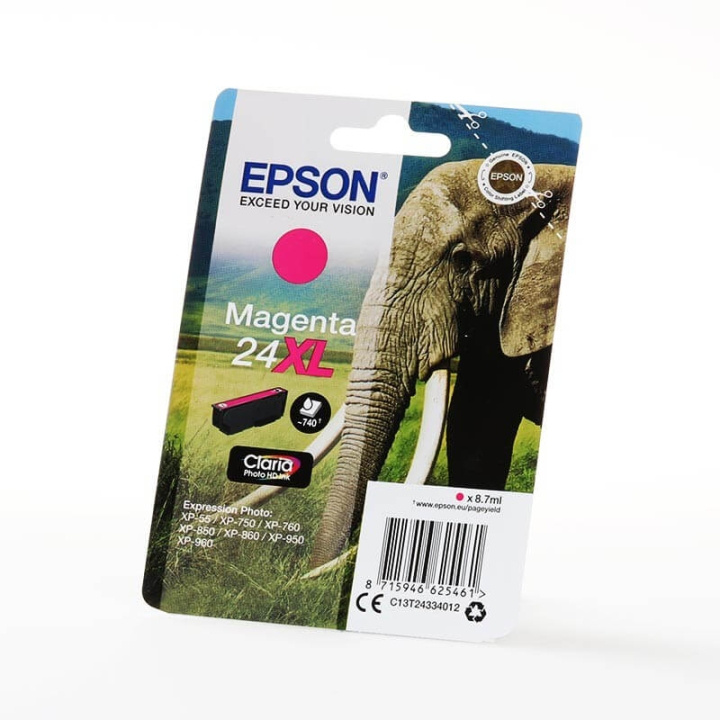 EPSON Ink C13T24334012 24XL Magenta, Elephant in the group COMPUTERS & PERIPHERALS / Printers & Accessories / Ink & Toner / Ink cartridges / Epson at TP E-commerce Nordic AB (C26785)