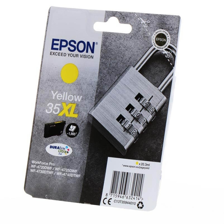 EPSON Ink C13T35944010 35XL Yellow, Padlock in the group COMPUTERS & PERIPHERALS / Printers & Accessories / Ink & Toner / Ink cartridges / Epson at TP E-commerce Nordic AB (C26840)