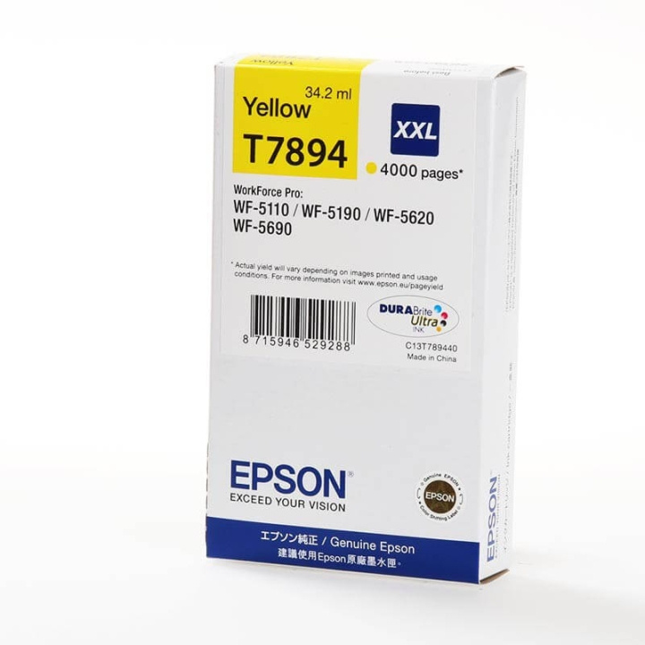 Epson Ink C13T789440 T7894 XXL Yellow in the group COMPUTERS & PERIPHERALS / Printers & Accessories / Ink & Toner / Ink cartridges / Epson at TP E-commerce Nordic AB (C26868)