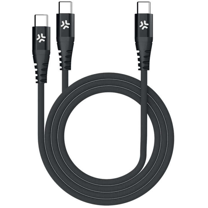 Celly USB-C - 2x USB-C-kabel 100W PD 1,3m Svart in the group SMARTPHONE & TABLETS / Chargers & Cables / Cables / Cables Type C at TP E-commerce Nordic AB (C33769)