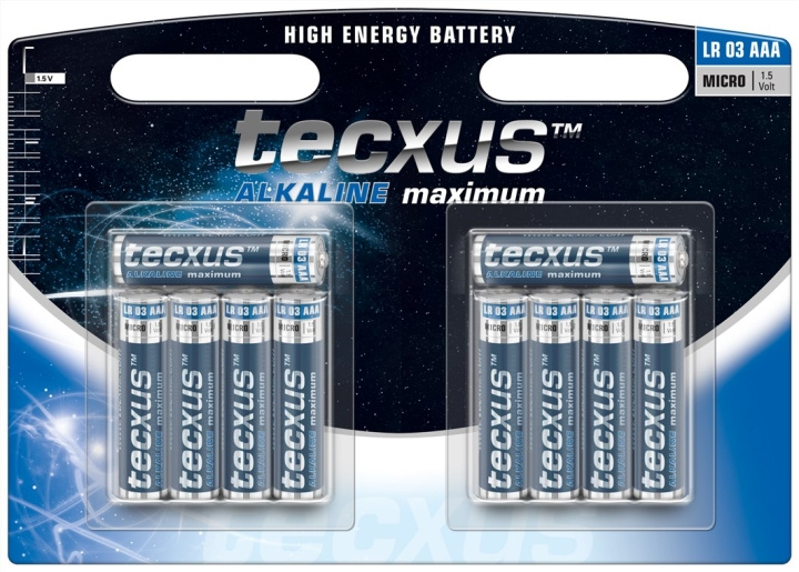 tecxus LR03/AAA (Micro) Battery, 10 pcs. blister alkaline manganese battery, 1.5 V in the group HOME ELECTRONICS / Batteries & Chargers / Batteries / AAA at TP E-commerce Nordic AB (C38852)