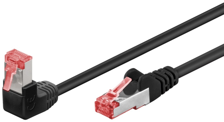 Goobay CAT 6 Patch Cable 1x 90° Angled, S/FTP (PiMF), black copper conductor (CU), halogen-free cable sheath (LSZH), latch on top in the group COMPUTERS & PERIPHERALS / Computer cables / Network cables / Cat6 at TP E-commerce Nordic AB (C39027)