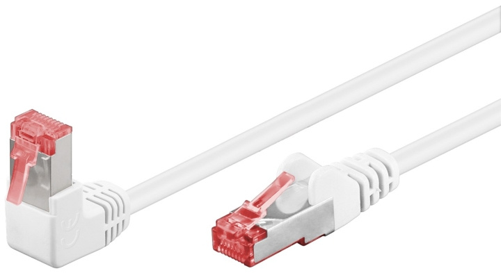 Goobay CAT 6 Patch Cable 1x 90° Angled, S/FTP (PiMF), white copper conductor (CU), halogen-free cable sheath (LSZH), latch on top in the group COMPUTERS & PERIPHERALS / Computer cables / Network cables / Cat6 at TP E-commerce Nordic AB (C39032)