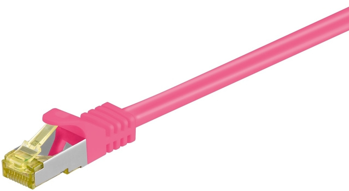 Goobay RJ45 Patch Cord CAT 6A S/FTP (PiMF), 500 MHz, with CAT 7 Raw Cable, magenta LSZH halogen-free cable sheat, RJ45 plug (CAT6A), CU in the group COMPUTERS & PERIPHERALS / Computer cables / Network cables / Cat7 at TP E-commerce Nordic AB (C39491)