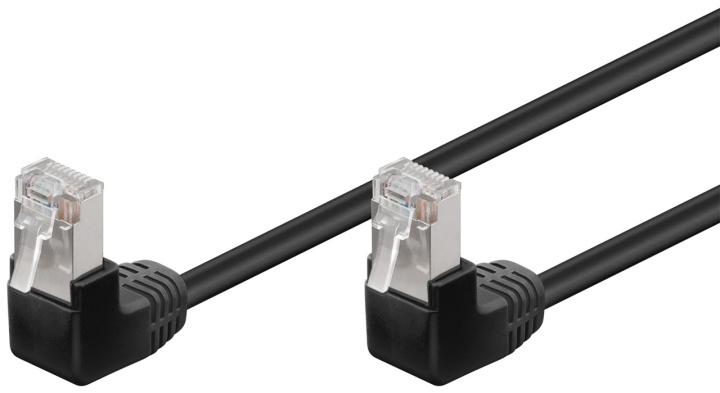 Goobay CAT 5e Patch Cable 2x 90° Angled, F/UTP, black copper-clad aluminium wire (CCA), 2x RJ45 male 90° (8P8C) in the group COMPUTERS & PERIPHERALS / Computer cables / Network cables / Cat5e at TP E-commerce Nordic AB (C40009)