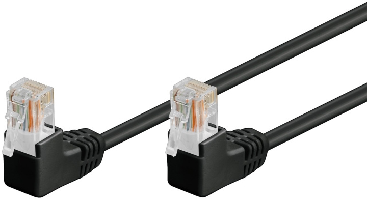 Goobay CAT 5e Patch Cable 2x 90° Angled, U/UTP, black copper-clad aluminium wire (CCA), 2x RJ45 male 90° (8P8C) in the group COMPUTERS & PERIPHERALS / Computer cables / Network cables / Cat5e at TP E-commerce Nordic AB (C40020)