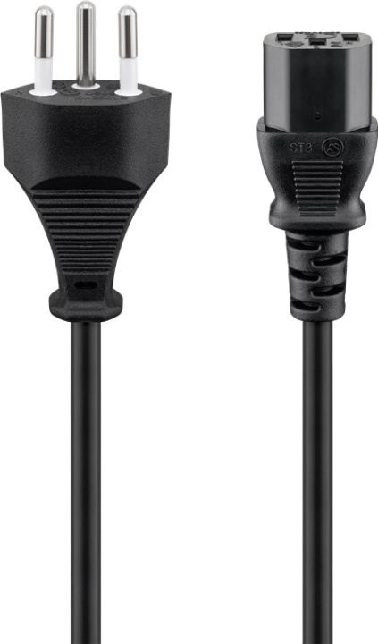 Goobay IEC Cord Switzerland, 1.8 m, Black Swiss plug (type J, SEV 1011) > C13 appliance socket C13 in the group COMPUTERS & PERIPHERALS / Computer cables / Device kable at TP E-commerce Nordic AB (C40148)