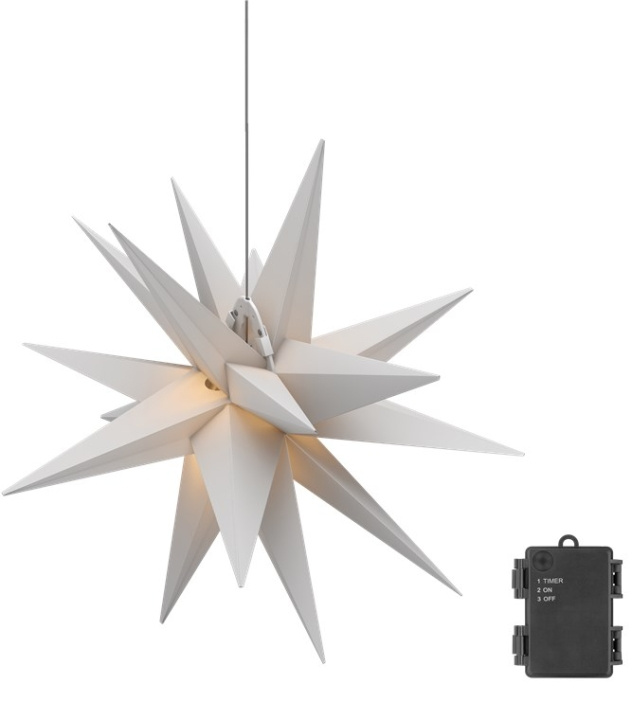 Goobay LED Christmas Star 3D, Ø 56 cm, battery-operated with timer and 18 points, warm white (3000 K), made of weatherproof plastic (IP44), 2 m cable in the group HOME ELECTRONICS / Lighting / Christmas lights at TP E-commerce Nordic AB (C40231)