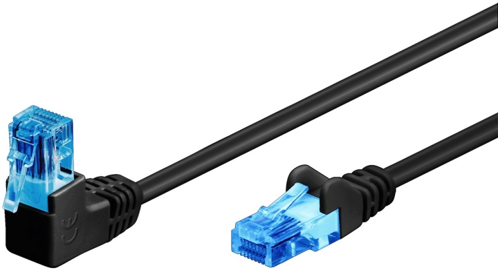 Goobay CAT 6A Patch Cable 1x 90° Angled, U/UTP, black copper-clad aluminium wire (CCA), latch on top, 3 m in the group COMPUTERS & PERIPHERALS / Computer cables / Network cables / Cat6 at TP E-commerce Nordic AB (C42763)