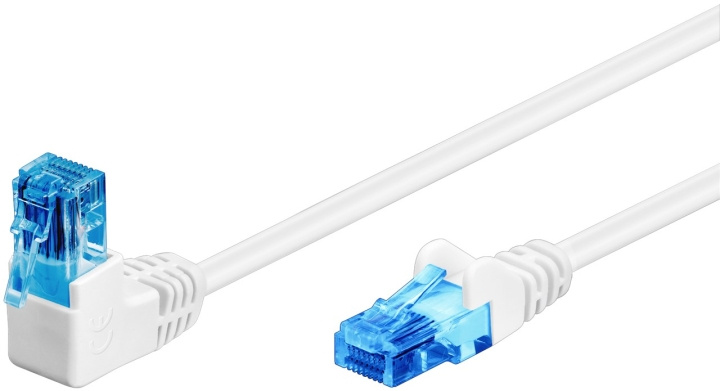 Goobay CAT 6A Patch Cable 1x 90° Angled, U/UTP, white copper-clad aluminium wire (CCA), latch on top, 2 m in the group COMPUTERS & PERIPHERALS / Computer cables / Network cables / Cat6 at TP E-commerce Nordic AB (C42769)