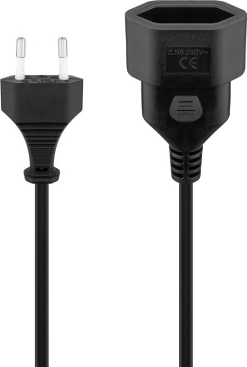 Goobay Förlängningskabel Europlug, 2 m, svart Europlug (typ C, CEE 7/16) > Europeiskt uttag in the group HOME, HOUSEHOLD & GARDEN / Electricity & Lighting / Extension cables at TP E-commerce Nordic AB (C44116)