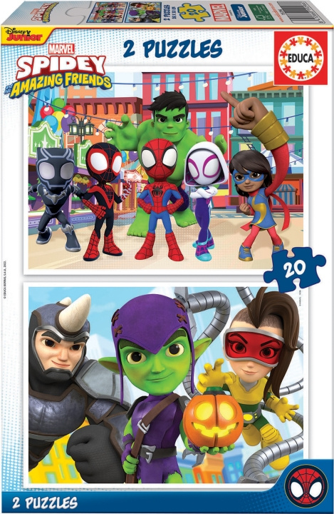 Educa Spidey & His Amazing Friends-pussel, 2x20 bitar in the group TOYS, KIDS & BABY PRODUCTS / Toys / Puzzles at TP E-commerce Nordic AB (C46900)