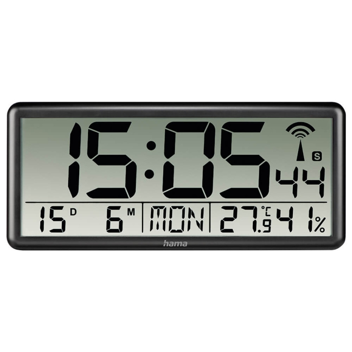 Hama Wall Clock Digital Jumbo Radio Synchronized Black in the group HOME, HOUSEHOLD & GARDEN / Watches & Counters / Alarmclocks at TP E-commerce Nordic AB (C49439)