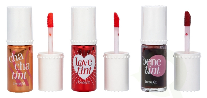 Benefit Lip Tints to Love Set 18 ml 3x6ml - 1x Chachatint Lip & Cheek Stain 6ml/1x Lovetint Lip & Cheek Stain 6ml/1x Benetint Lip & Cheek Stain 6ml in the group BEAUTY & HEALTH / Makeup / Lips / Lipp gloss at TP E-commerce Nordic AB (C51371)