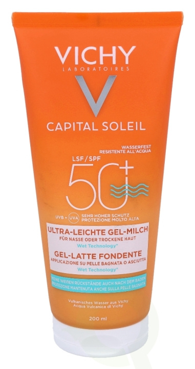 Vichy Ideal Soleil Ultra-Melting Milk Gel SPF50 200 ml Wet Or Dry Skin Application in the group BEAUTY & HEALTH / Skin care / Tanning / Sunscreen at TP E-commerce Nordic AB (C56632)