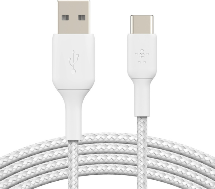 Belkin BOOST CHARGE™ USB-A - USB-C-kabel flätad, 0,15 m, vit in the group COMPUTERS & PERIPHERALS / Computer cables / USB / USB-C at TP E-commerce Nordic AB (C57675)