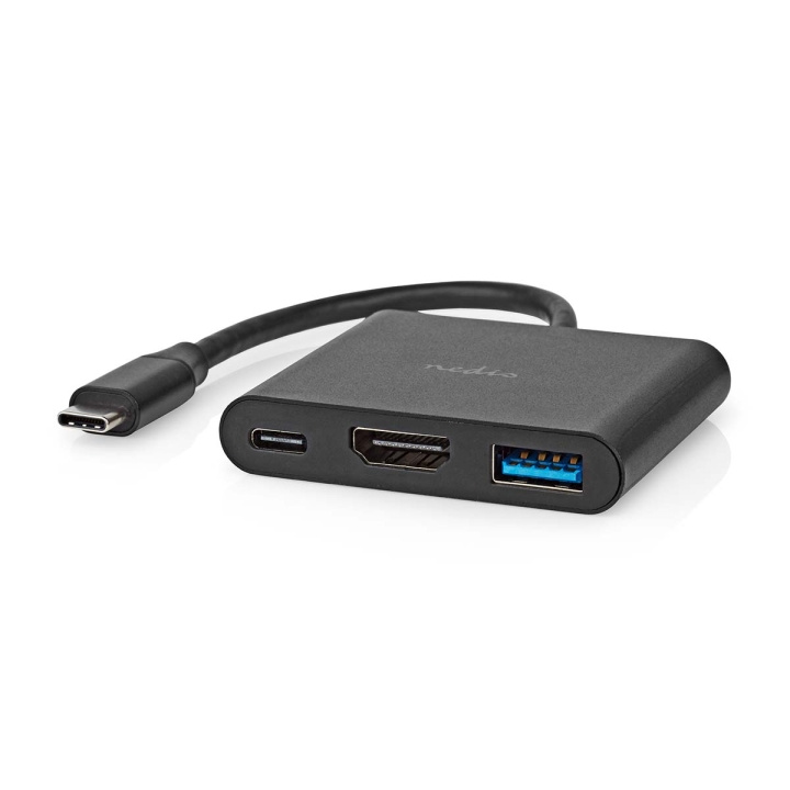 Nedis USB Multi-Port Adapter | USB 3.2 Gen 1 | USB-C™ Male | HDMI™ Output / USB-A Female / USB-C™ Female | 5 Gbps | 0.10 m | Round | Nickel Plated | PVC | Black | Box in the group COMPUTERS & PERIPHERALS / Laptops & accessories / Docking station at TP E-commerce Nordic AB (C57849)