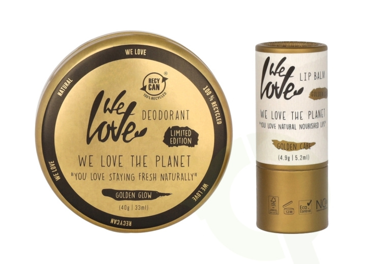 We Love The Planet Set 44.9 g Golden Glow Deodorant Tin 40gr/Velvet Care Vegan Lip Balm 4,9gr in the group BEAUTY & HEALTH / Gift sets / Gift sets for her at TP E-commerce Nordic AB (C58715)