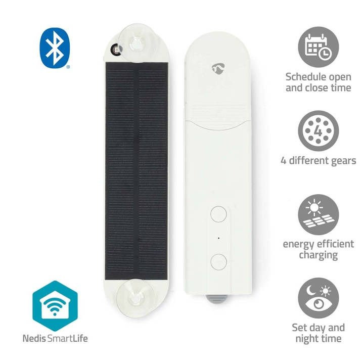 Nedis Curtain Robot | Mains Powered / Solar Powered | 2000 mAh | Bluetooth® | White in the group HOME, HOUSEHOLD & GARDEN / Smart home / Smart home systems at TP E-commerce Nordic AB (C59007)